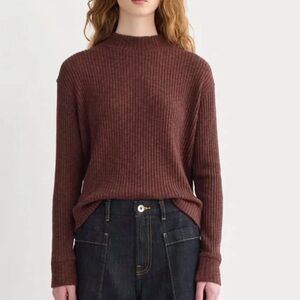 NWT Everlane Cozy Rib Funnel-Neck in Dark Mahogany